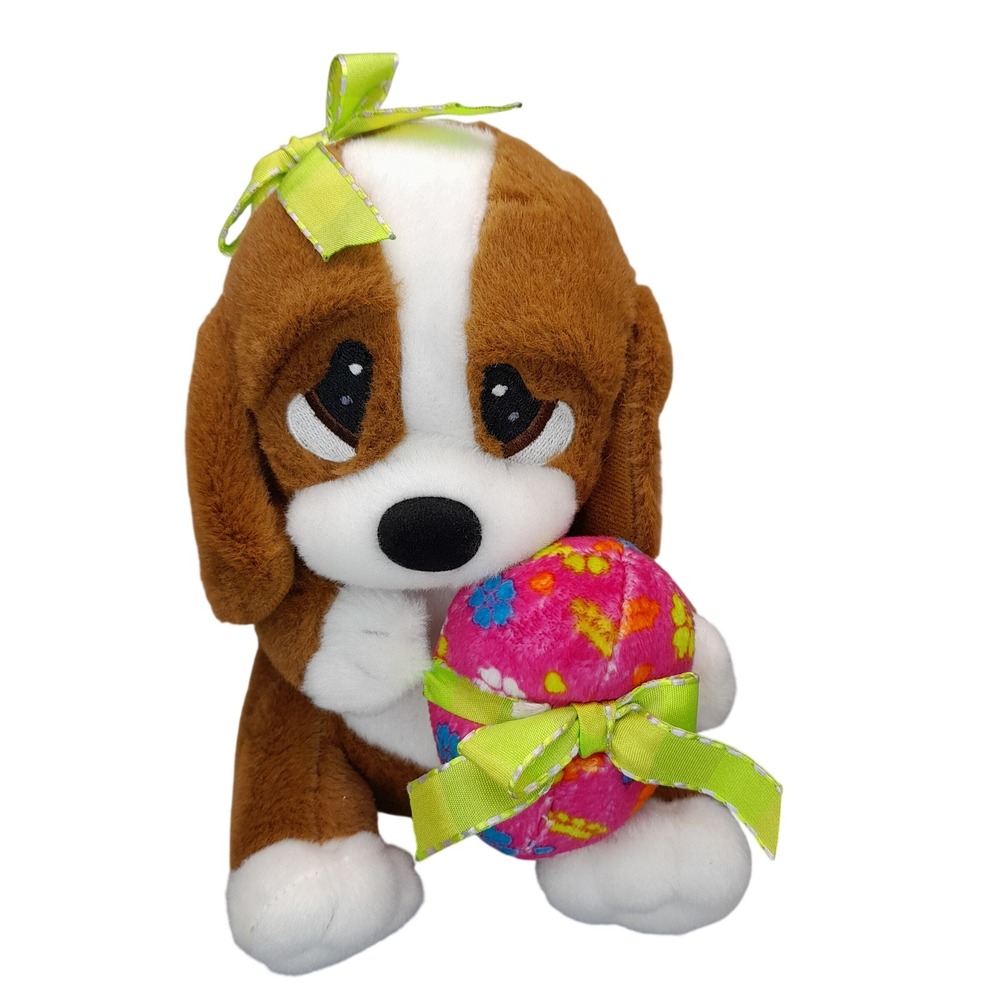 Sad Sam and Honey Easter Basset Hound Puppy Plush Pink Egg Dog 2014 Brown White